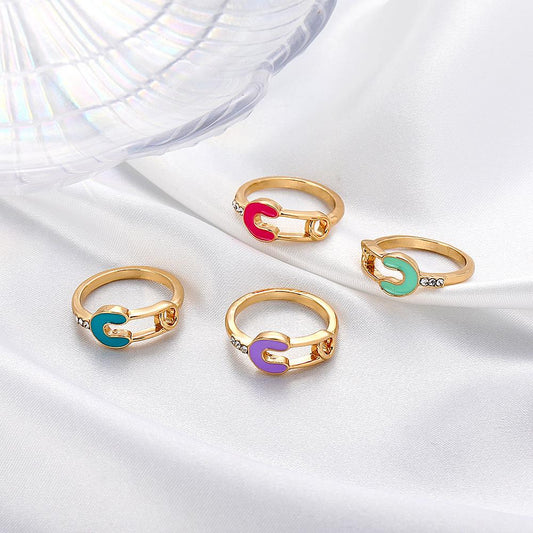 Ins cold geometric ring dripping oil paper clip ring creative net red design tail ring