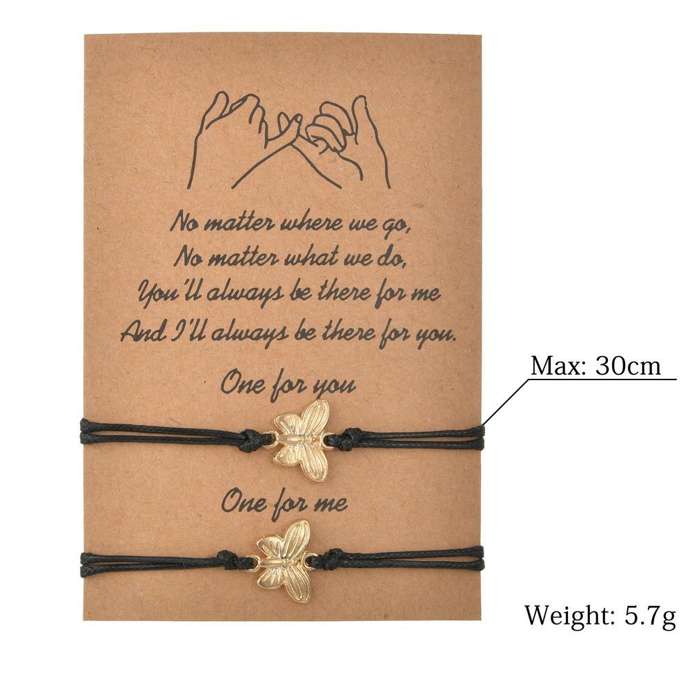 Fashion Gold Butterfly Bracelet Alloy Adjustable Braided Bracelet Card Collection