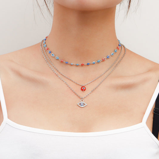 Jewelry Multi-layer Devil's Eye Pendant Necklace Women's Versatile Light Luxury Creative Design Necklace