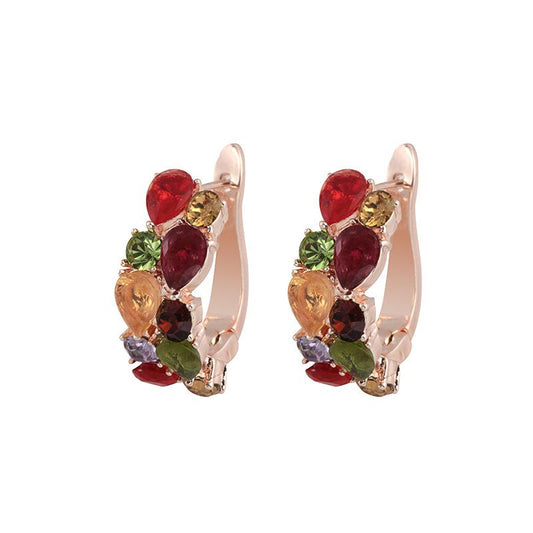 Mona Lisa Earrings Retro Temperament Colorful Crystal Zircon Earrings Delicate Earrings Jewelry