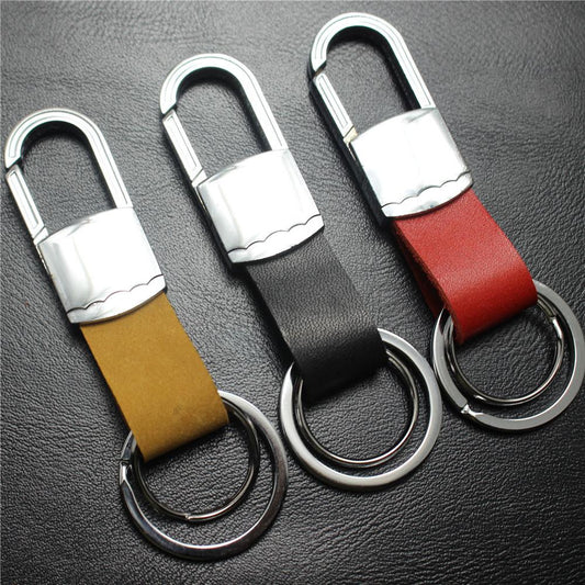 Top layer cowhide multifunctional car key chain bag pendant gift detachable laser marking logo