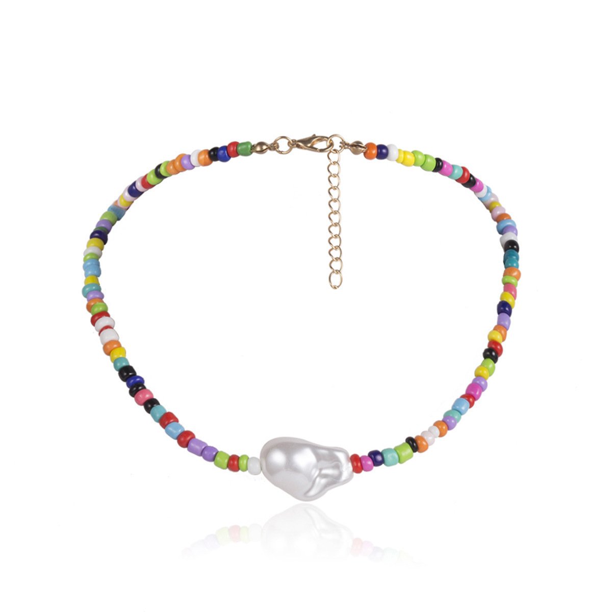 Jewelry Stained Glass Beads Beaded Shell Necklace Shaped Bead Pendant Holiday Necklace Female