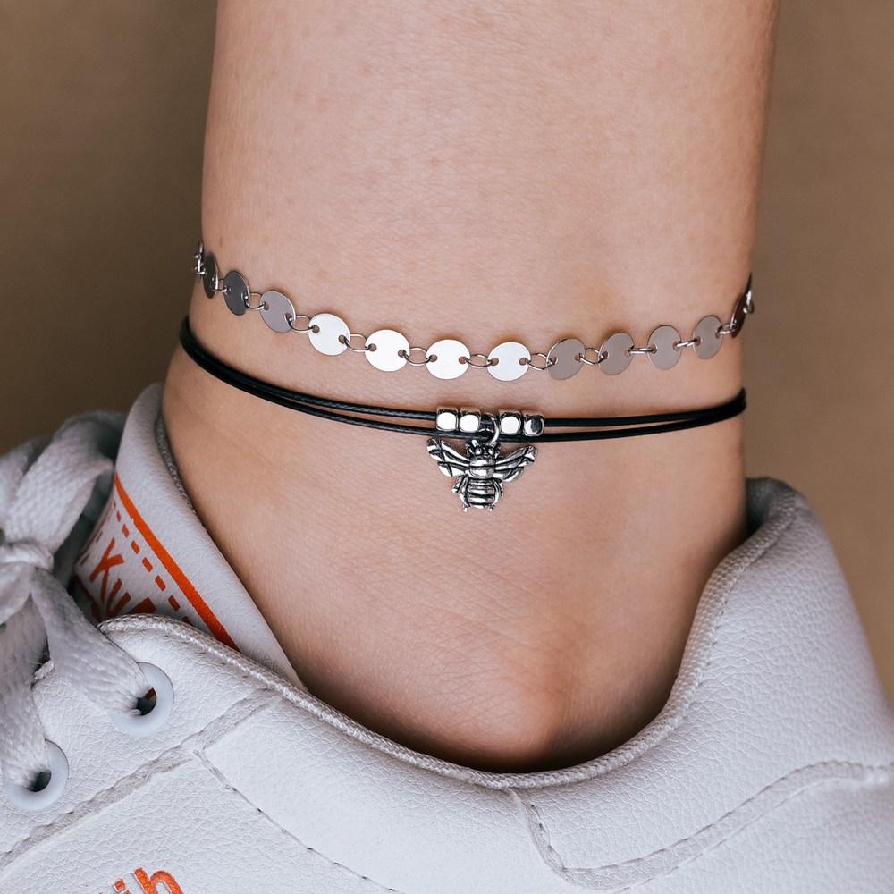 Accessories Vintage Bee Disc Anklet Set of 2 Ornaments