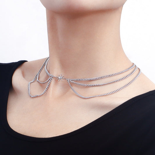 Jewelry trendy multi-layer necklace octagon pendant necklace female ins all-match necklace