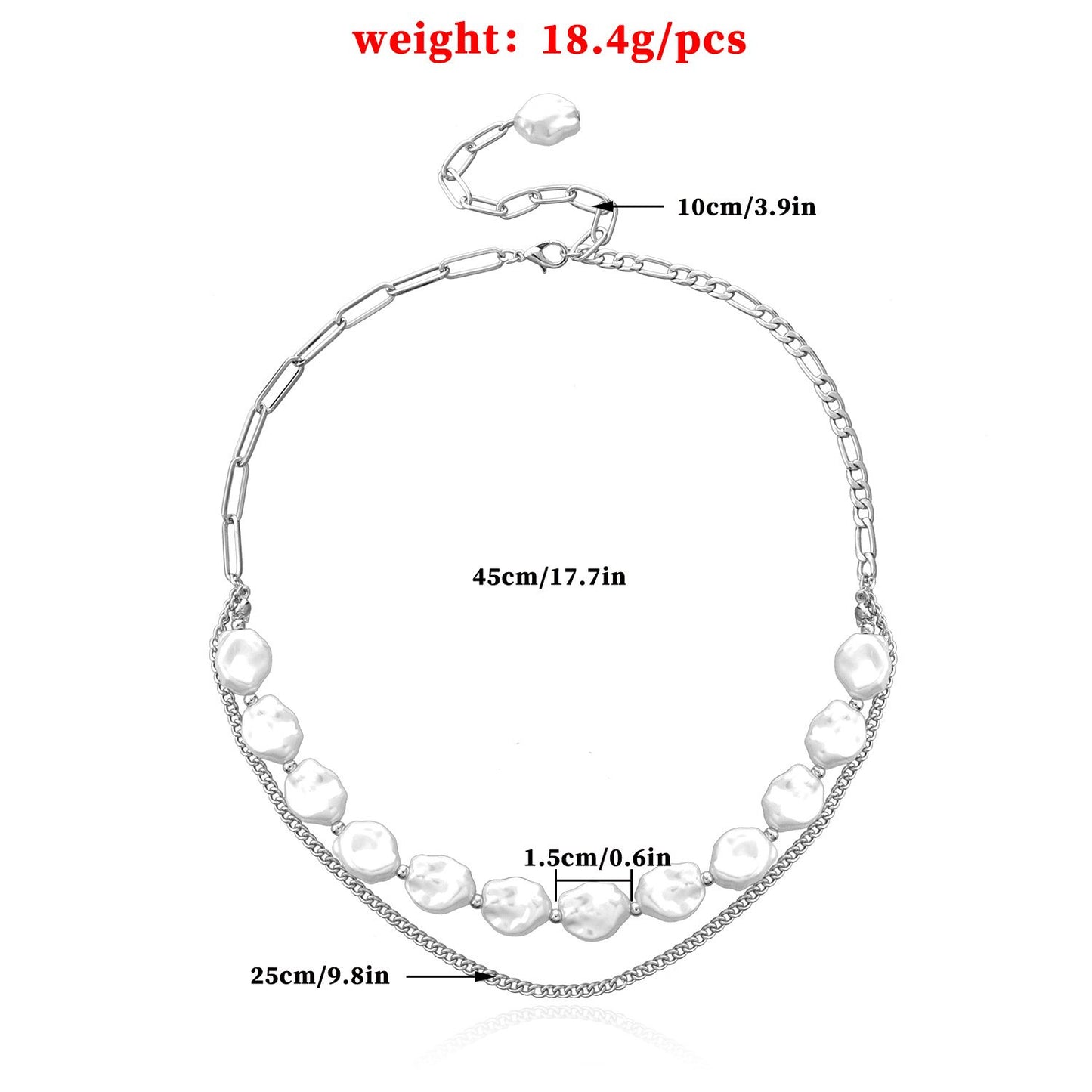 Jewelry Ladies Irregular Flat Pearl Necklace Creative Punk Personalized Chain Necklace