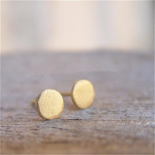 Explosive style popular brushed electroplating round beveled edge stud earrings classic all-match female accessories