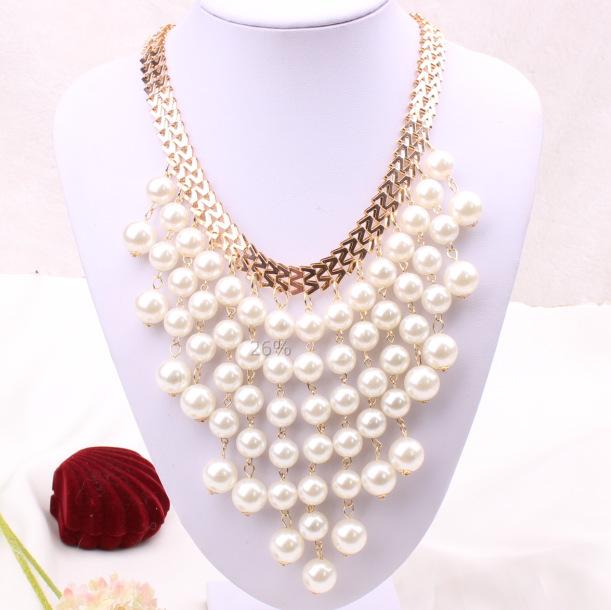 Exaggerated Pearl Necklace Fake Collar Short Clavicle Chain Pendant Jewelry
