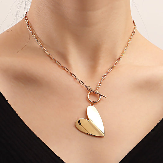 Explosive style metal texture punk ins simple necklace exaggerated love pendant necklace female accessories