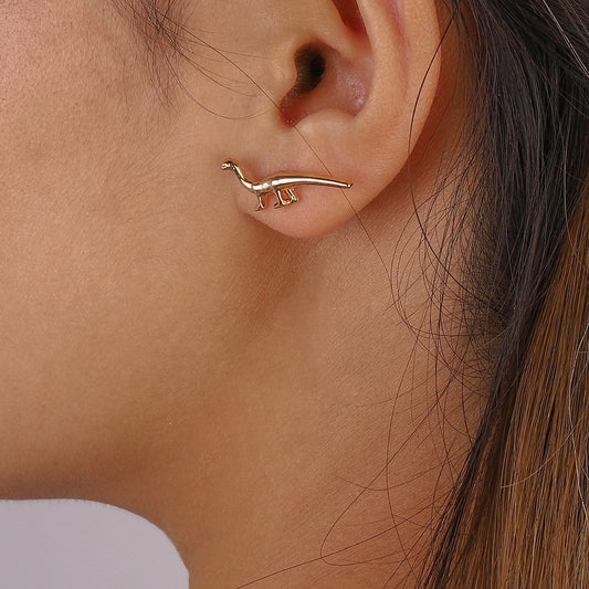 E1383 Small Geometric Stud Earrings Small Dinosaur Personality Retro Simple Metal Earring Set