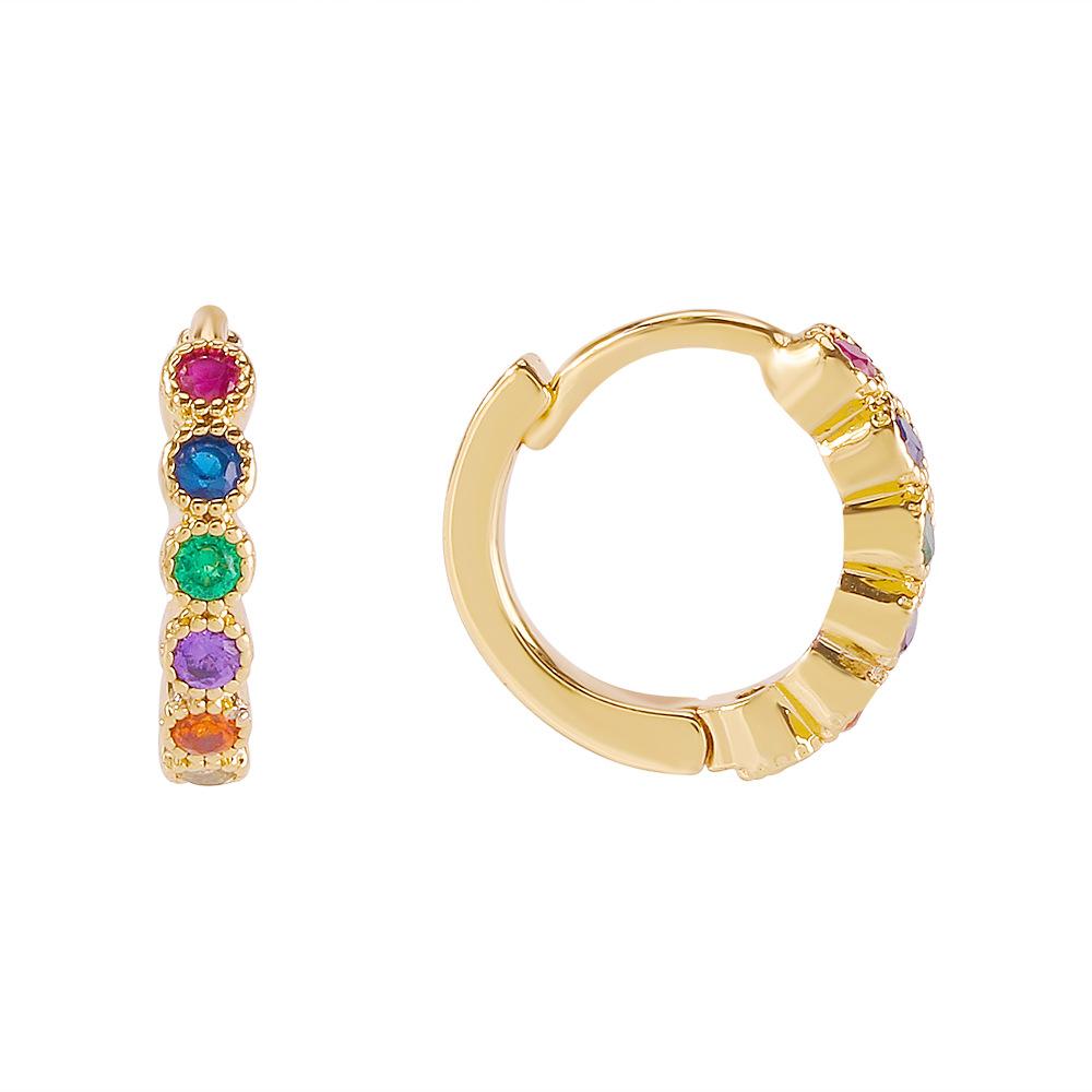 ZE98 Earrings Female Color Zircon Copper Circle Earrings Geometric Minority Indifferent Simple Earrings