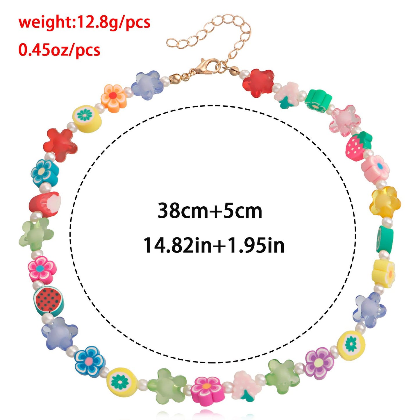 Soft pottery hand-woven necklace pastoral multi-element fruit necklace rice bead jewelry