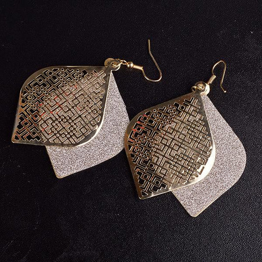 Supply boutique ear jewelry Hollow Chinese earrings multi-layer alloy frosted earrings