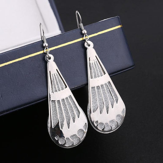 Popular Fashion Exaggerated Water Drop Alloy Fence Frosted Earrings Boutique Earrings