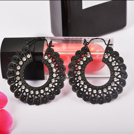 Jewelry Bohemian Ethnic Retro Hollow Carved Pattern Temperament Earrings Rhinestone Earrings