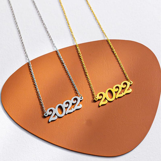 Personalized Fashion Year Necklace Stainless Steel Hollow Number Necklace