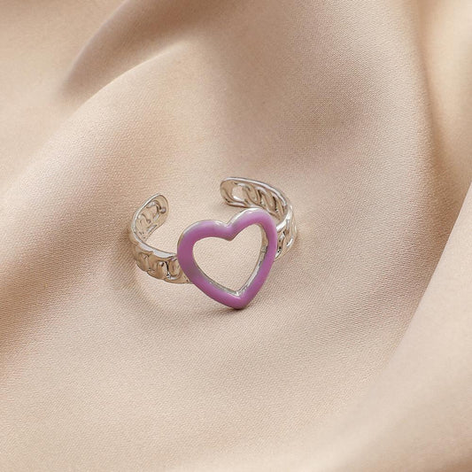 Retro fashion stainless steel dripping oil hollow love open ring personalized titanium steel ring women's jewelry jewelry