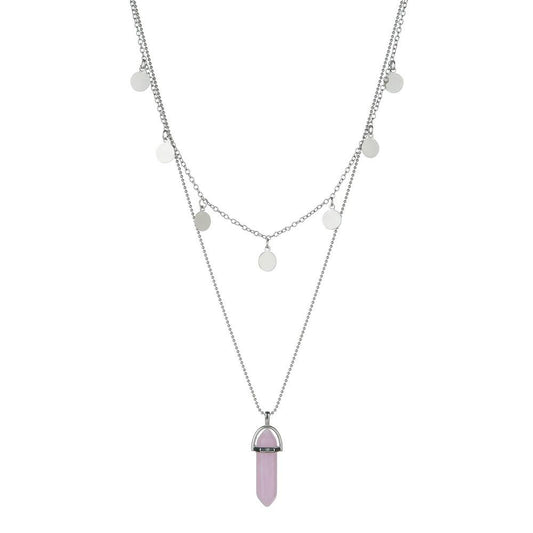 Fashion Retro Resin Hexagon Pillar Pendant Necklace Round Iron Plate Clavicle Chain Necklace Accessories
