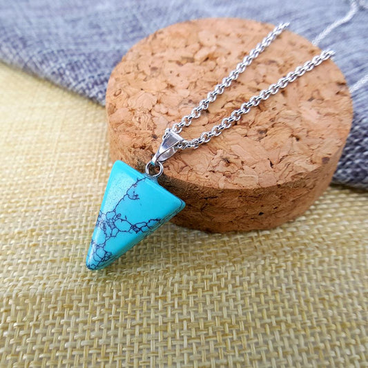 Creative Jewelry Multicolor Triangle Pendant Crystal Necklace Natural Stone Clavicle Chain Necklace