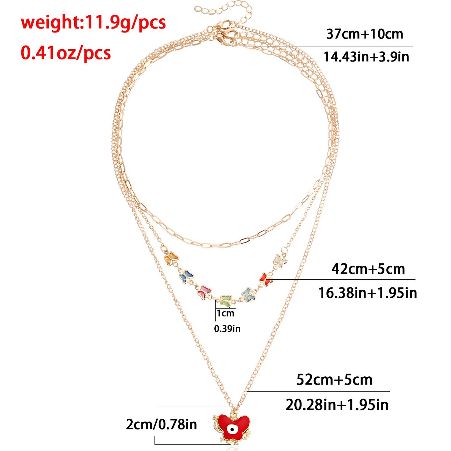 Jewelry Temperament Colorful Butterfly Devil's Eye Necklace Female Creative Eye Geometric Personality Necklace