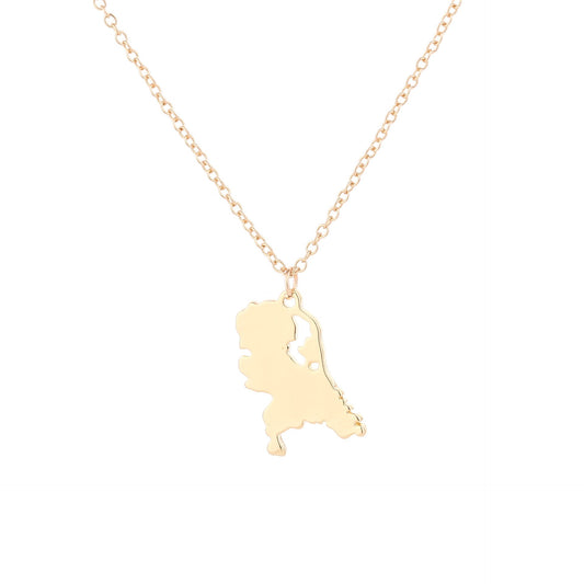 Trend Jewelry Holland Map Necklace Pendant Electroplated Gold Silver Simple Necklace