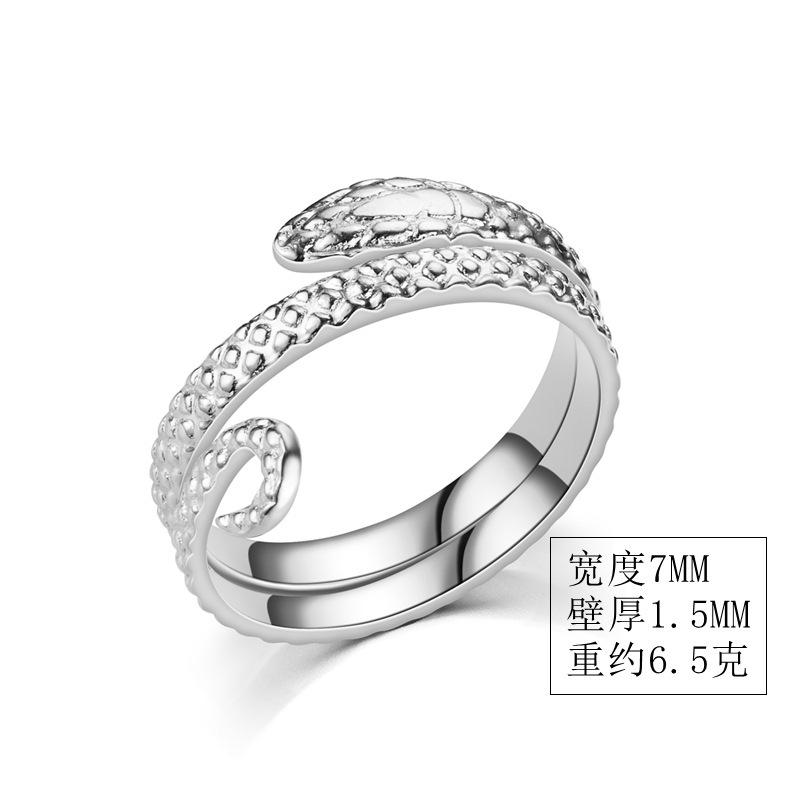 Hip Hop Open Titanium Steel Ring Snake Ring Vintage Stainless Steel Ring Jewelry