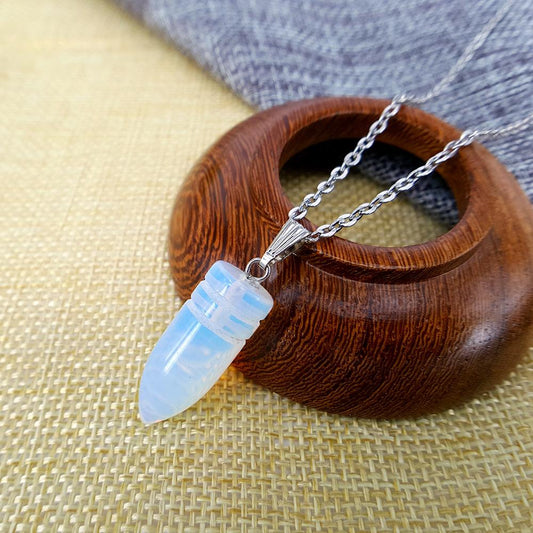 Opal Bullet Necklace Creative Necklace Natural Stone Pendant Children's Clavicle Chain Personality Clothing Accessories