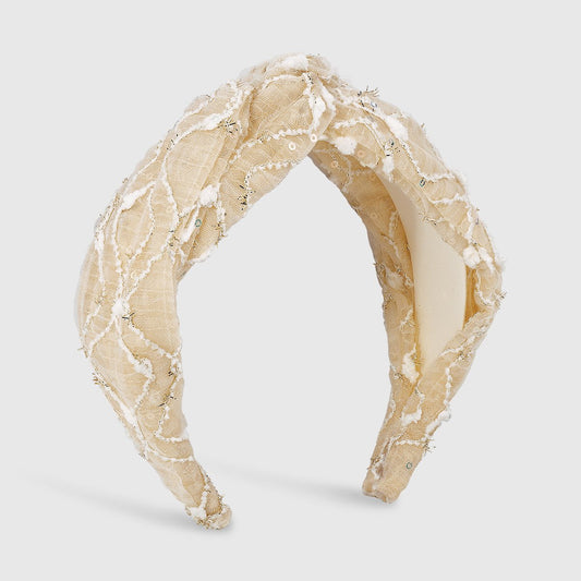 F4437 Geometric fashion trendy headband chiffon sequin embroidery knotted lady temperament headband