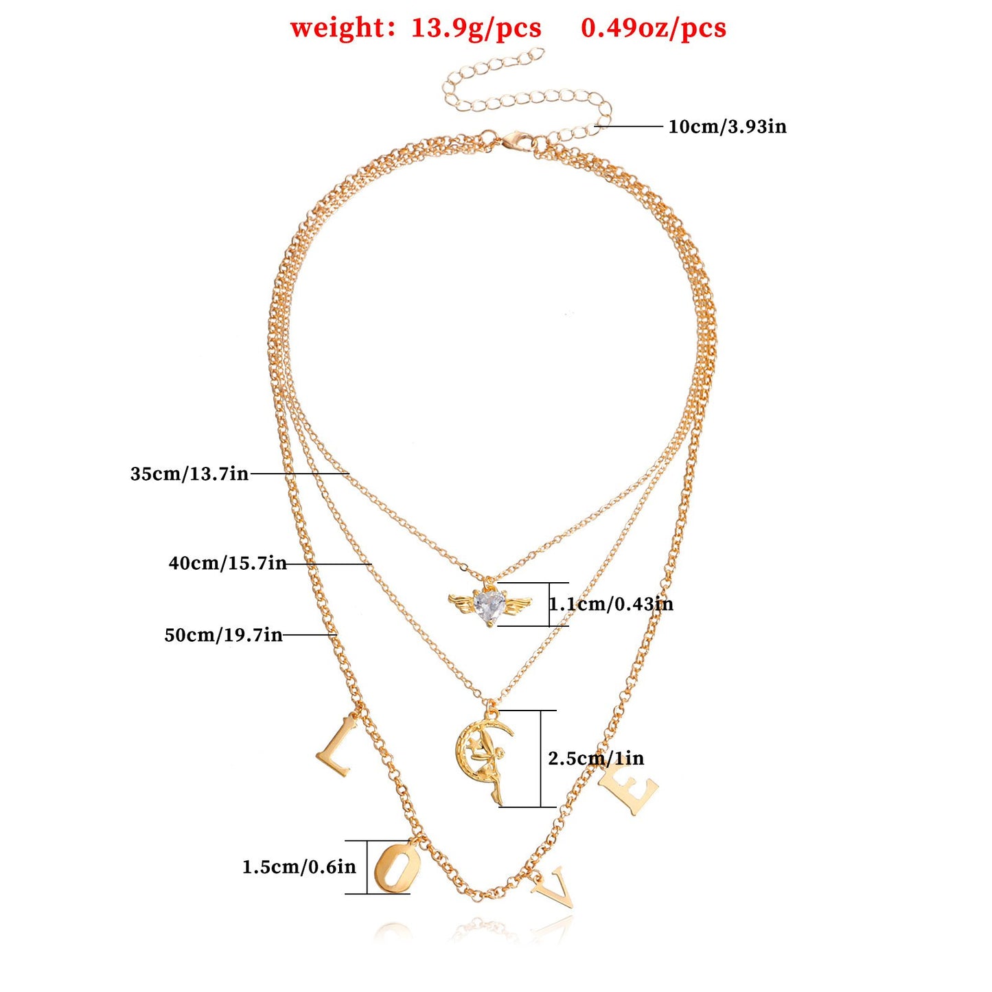 Fashion Jewelry Punk Clavicle Chain Exaggerated LOVE Letter Necklace Diamond Love Clavicle Chain Necklace Female