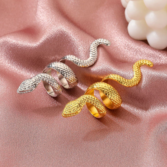 Long cool and handsome men's snake ring punk metal animal retro exaggerated snake ring