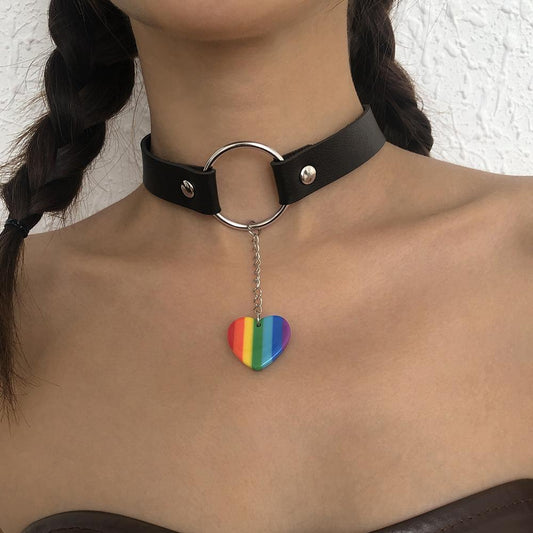 N958 personality leather punk choker exaggerated Harajuku trendy cool collar gothic hollow necklace female
