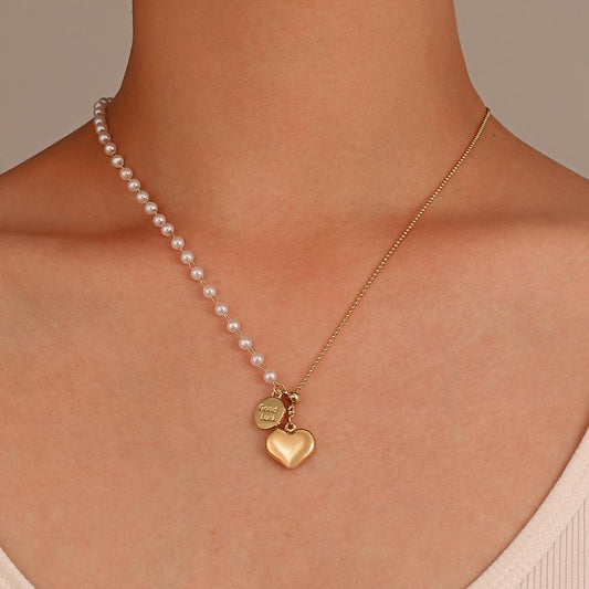 Ins Love Pearl Pull-out Necklace Fashion Light Luxury Niche Design Micro-inlaid Zircon Butterfly Sweater Chain