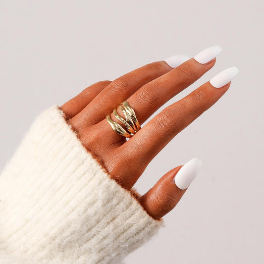 Simple personality ins niche design sense stainless steel opening wide edge irregular magma adjustable ring
