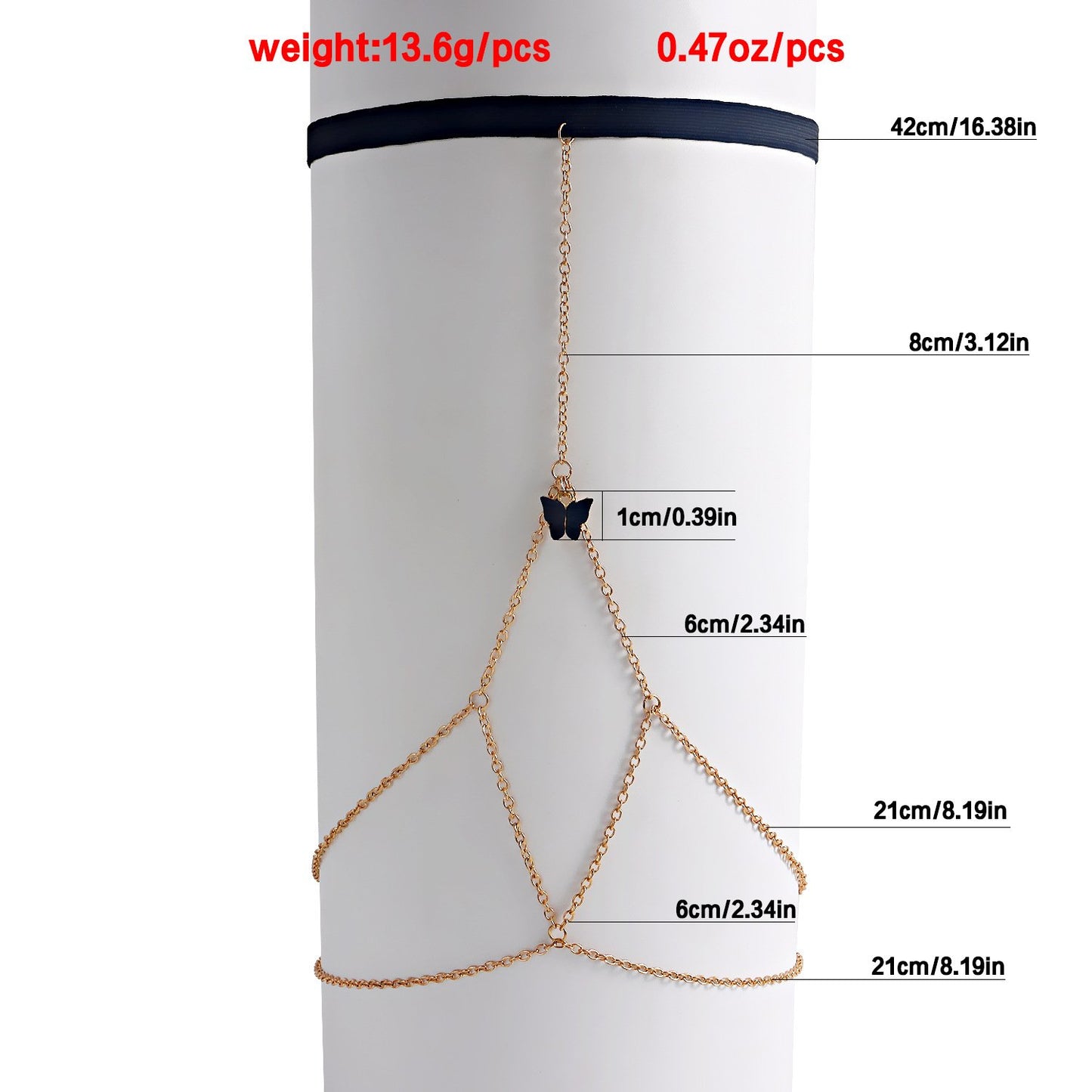Jewelry Bohemian Black Butterfly Geometric Chain Thigh Accessories Female Elastic Rope Leg Chain