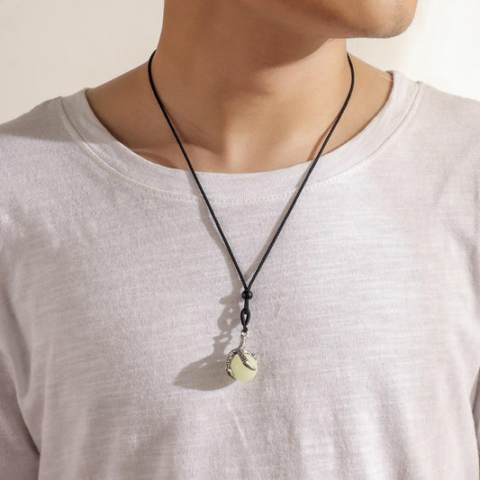 Domineering trend men's luminous glass beads eagle claw pendant niche fashion necklace necklace