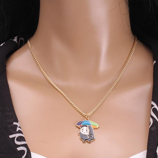 Halloween popular jewelry scary funny umbrella little alien necklace fun collarbone necklace