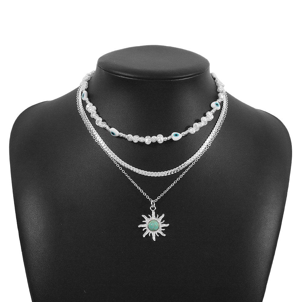 N9956 Jewelry Pearl Resin Sunflower Necklace Female Exaggerated Punk Necklace TikTok