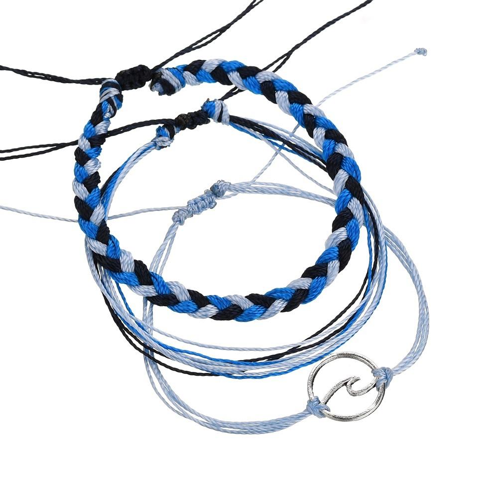 Vintage Charm Bracelet Surf Navy Woven Three-Piece Bracelet Jewelry