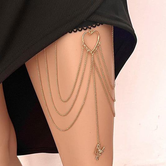 Jewelry fashion love rose pendant leg chain tassel multi-layer leg chain love body chain female