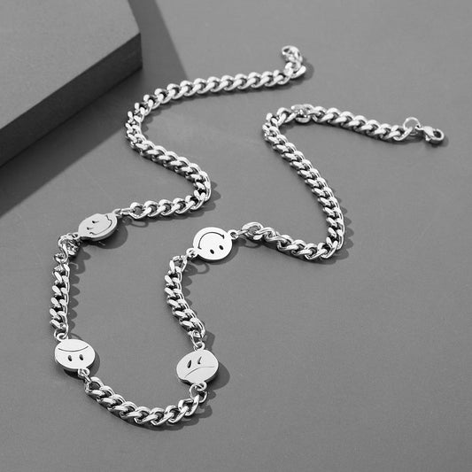Indifferent and Simple Emotions Titanium Steel Pendant Stainless Steel Choker Clavicle Chain Necklace