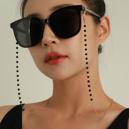 Ornament simple fashion black bead glasses chain ladies temperament multi-purpose mask non-slip lanyard