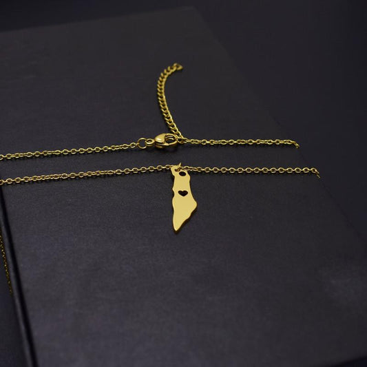 Simple Personality Titanium Steel Israel Map Necklace Pendant Female Popular Versatile Pendant Ornament