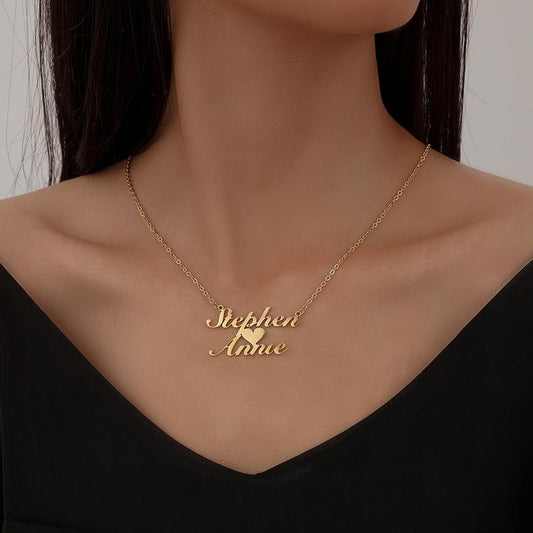 Trendy stainless steel cutting necklace titanium steel personalized English letter name lettering love pendant clavicle chain