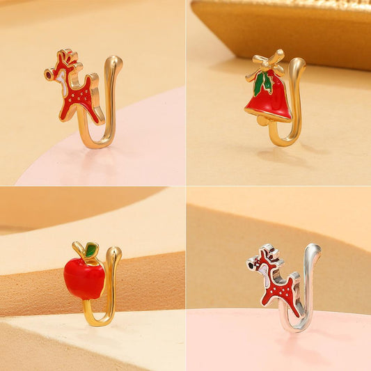 African piercing-free fake nose ring Christmas series dripping oil U-shaped nose nail nose clip piercing jewelry