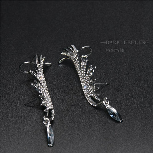 Angel Wings Wings Water Drop Earbone Clip Ins Net Red Diamond Earrings Female Earrings Earrings Trendy