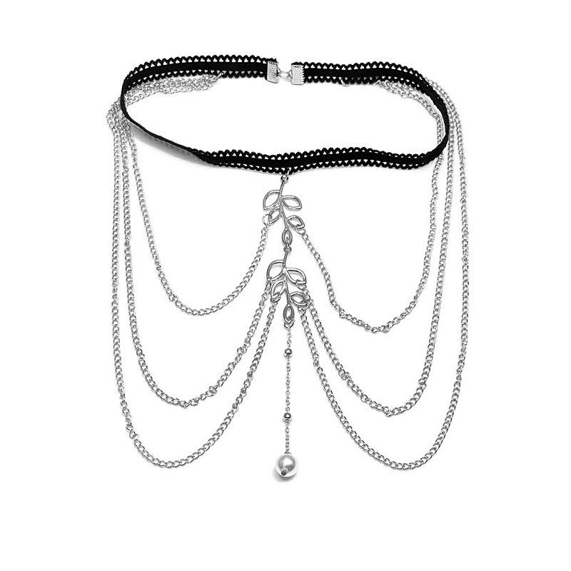 Sexy Thigh Chain Stretch Multi-Layer Leaf Long Leg Chain Women Fashion Multi-Layer Chain Body Chain Jewelry