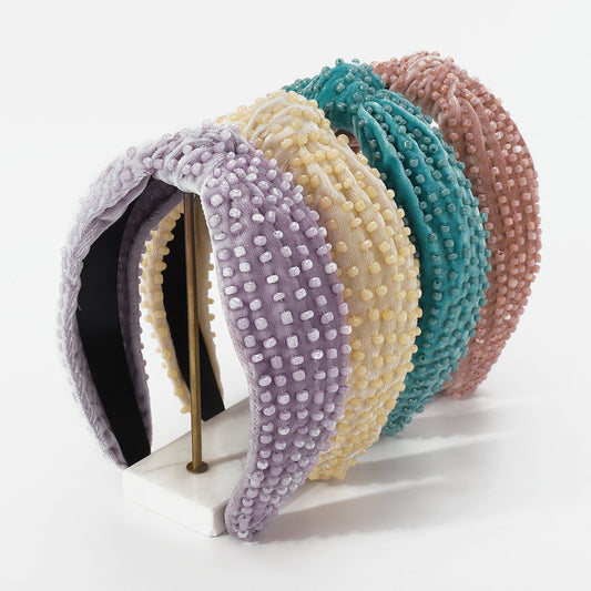 F3846 jewelry exaggerated velvet bead headband wide-brimmed knotted sweet daily face wash headband female
