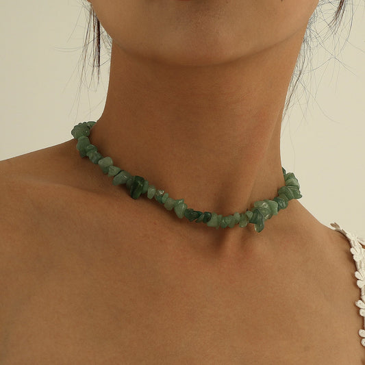 Jewelry Simple Short Green Winter Tomb Necklace Women's Geometric Fashion Irregular Stone Necklace