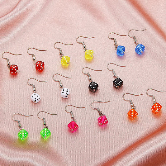Acrylic earrings personalized creative color three-dimensional dice earrings ins simple earrings
