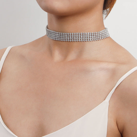 choker personality night beam neck necklace short collarbone necklace elements multi-layer diamond necklace