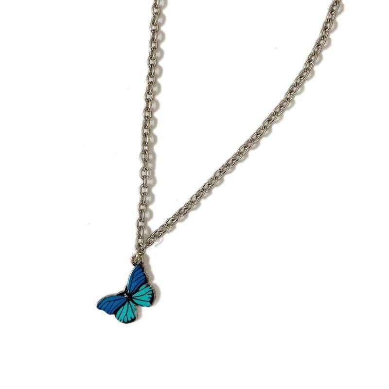 Ins Harajuku net red jumping di oil color butterfly necklace personality street hip-hop necklace tide